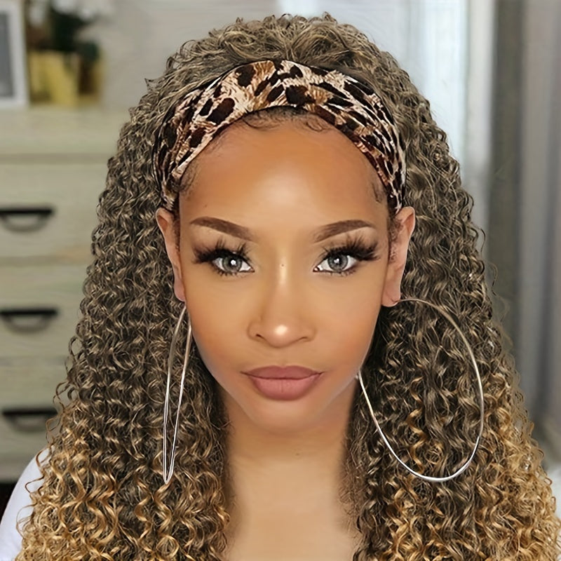 Ombre Blonde Curly Headband Wig – Afro Coily, Honey Blonde