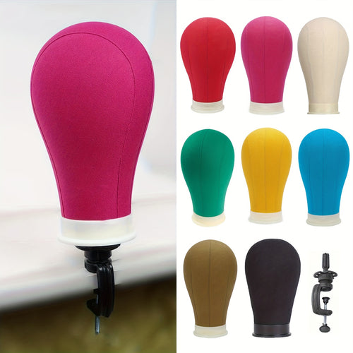 22" Canvas Wig Head with Stand – Mannequin for Styling & Display