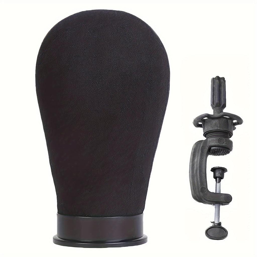 22" Canvas Wig Head with Stand – Mannequin for Styling & Display