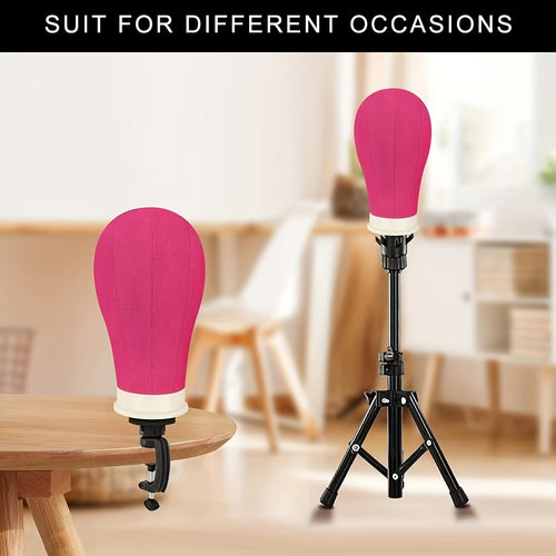 22" Canvas Wig Head with Stand – Mannequin for Styling & Display