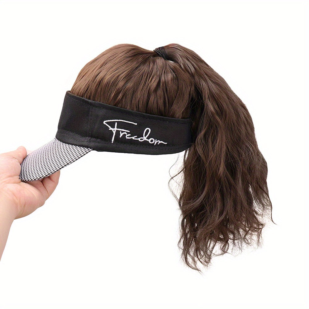 Houndstooth Ponytail Cap Wig – Body Wave Synthetic Hair for Women