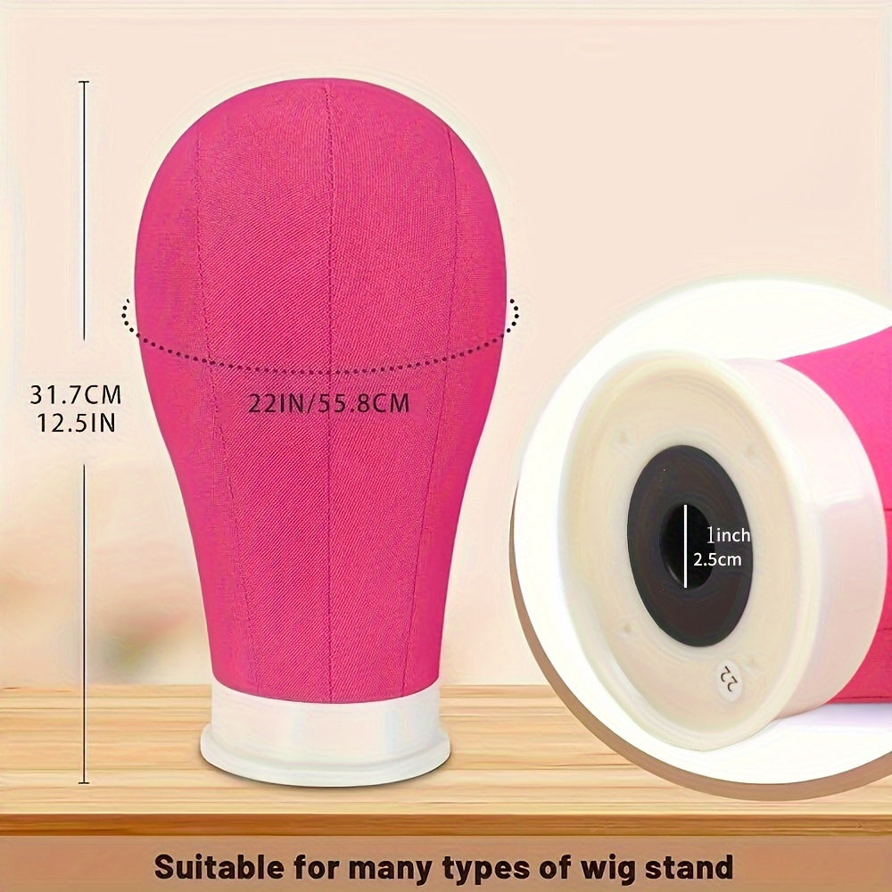 22" Canvas Wig Head with Stand – Mannequin for Styling & Display