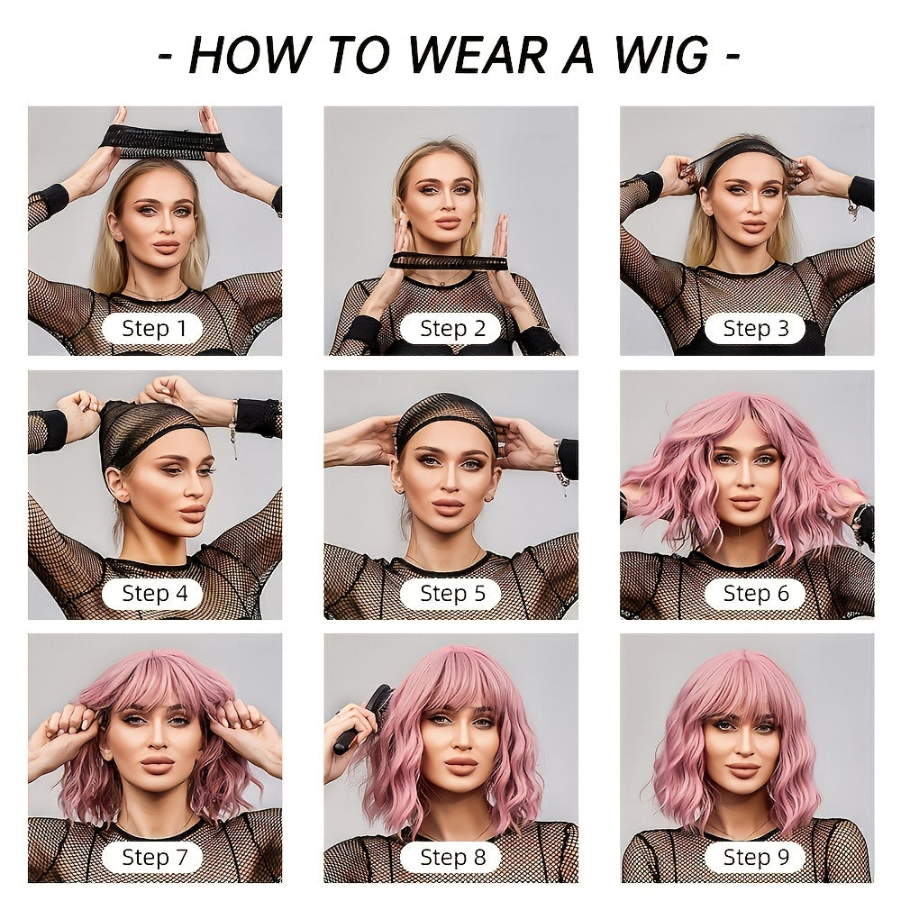 Short Straight Wig – Slight Part, Synthetic Fiber for Women