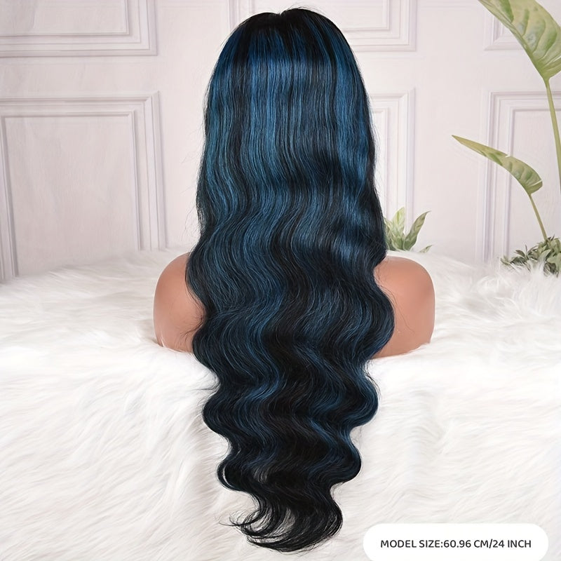 Blue Highlight Body Wave Wig – 13x4 HD Lace, 180% Brazilian Remy