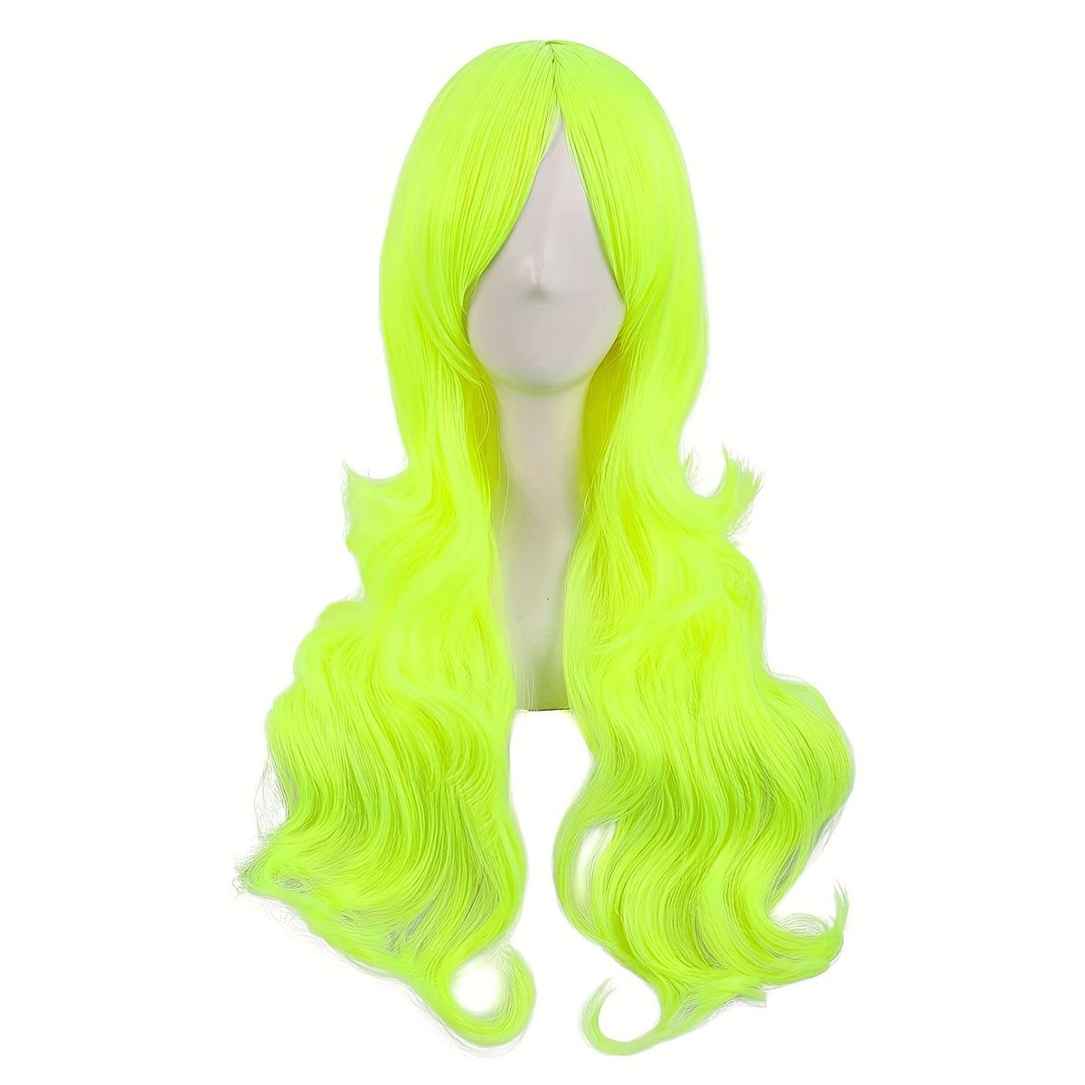 28" Long Curly Wig – Synthetic, Heat-Resistant, Side Bangs