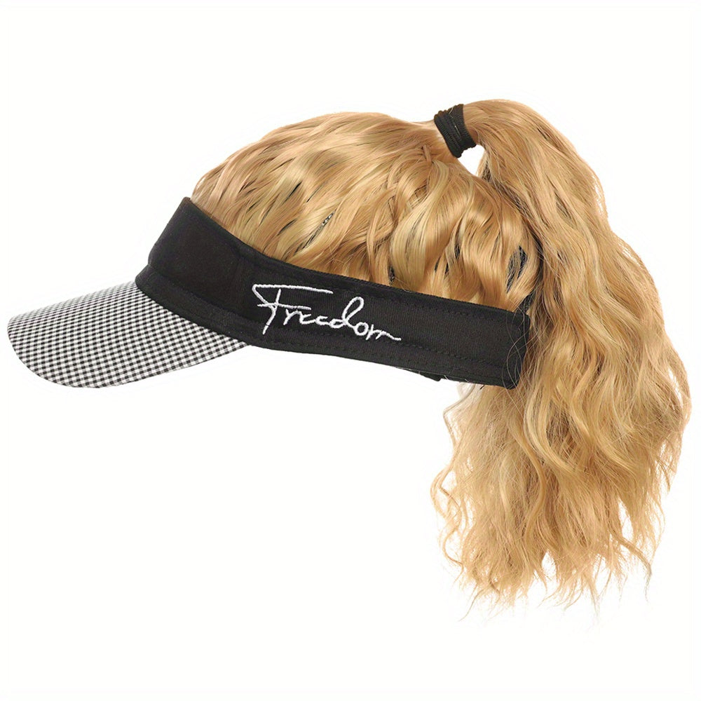 Houndstooth Ponytail Cap Wig – Body Wave Synthetic Hair for Women