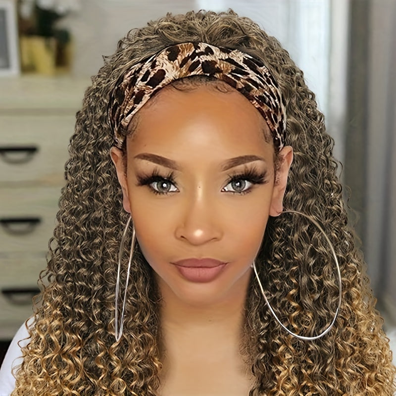 Ombre Blonde Curly Headband Wig – Afro Coily, Honey Blonde