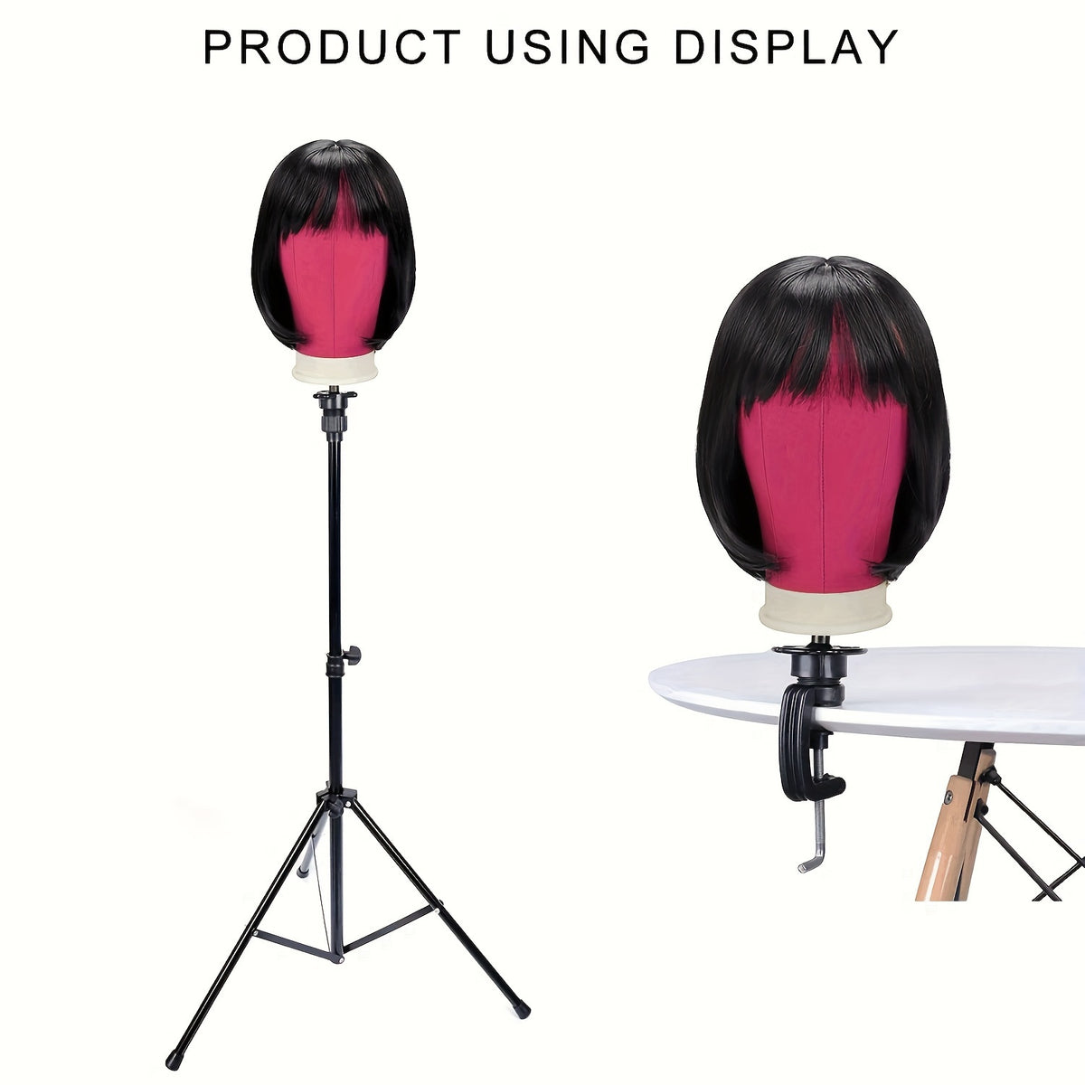 22" Canvas Wig Head with Stand – Mannequin for Styling & Display