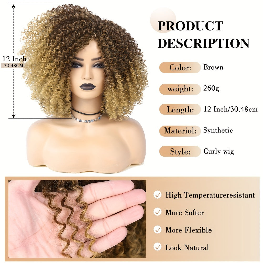 Short Afro Kinky Curly Wig – Synthetic, Heat-Resistant, Daily & Party