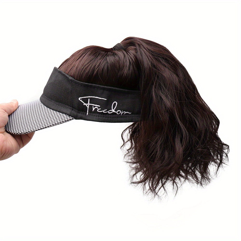Houndstooth Ponytail Cap Wig – Body Wave Synthetic Hair for Women
