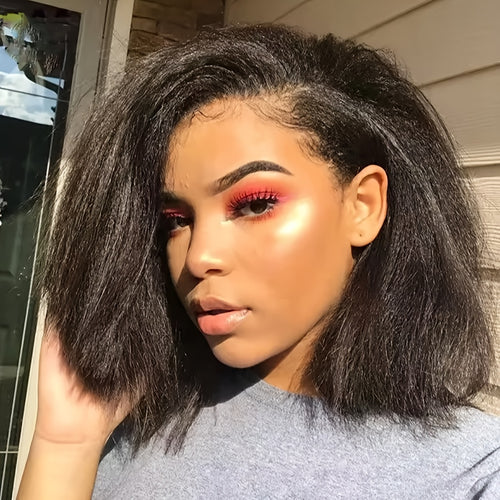 13x4 HD Lace Front Wig – 200% Kinky Straight Brazilian Hair, Glueless