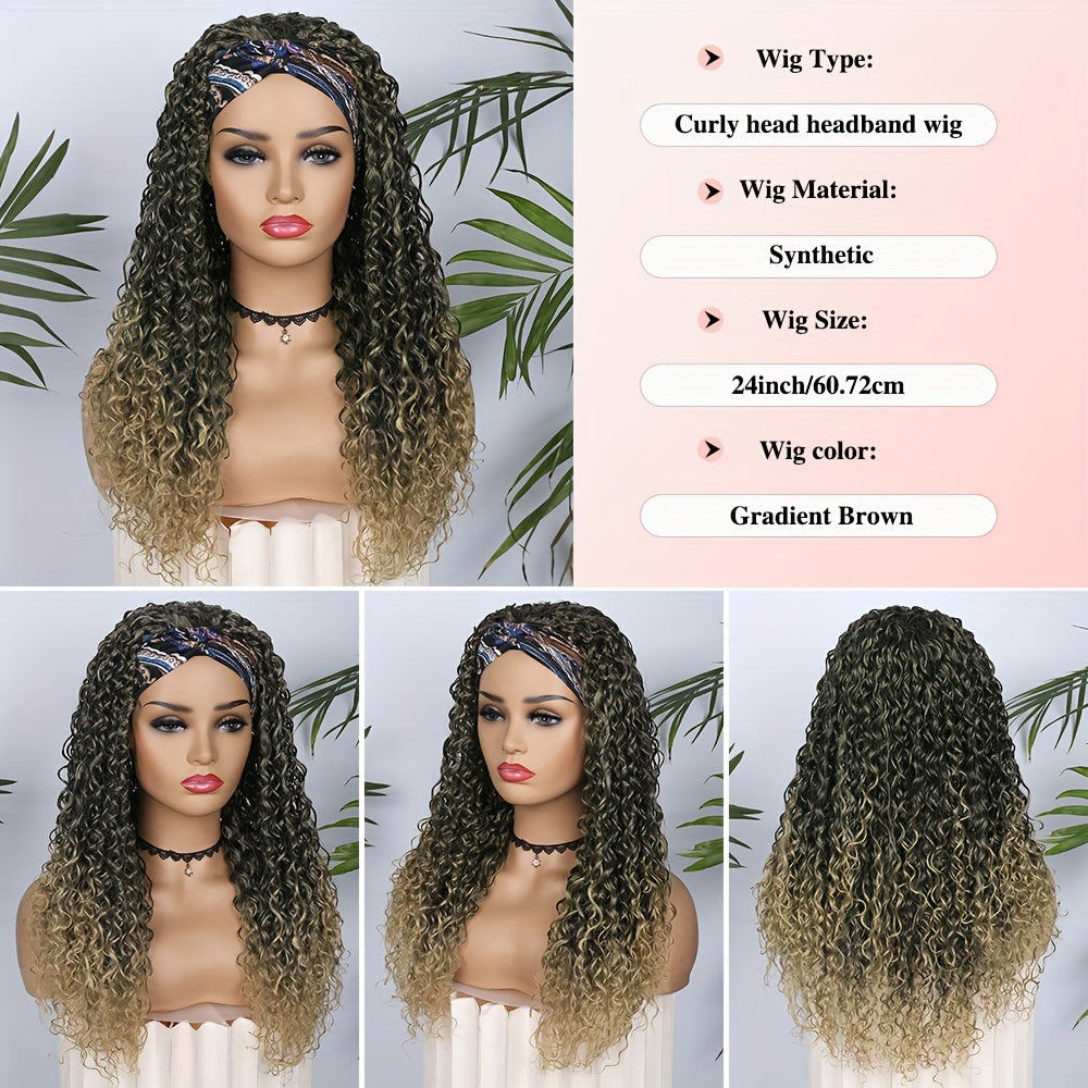 Ombre Blonde Curly Headband Wig – Afro Coily, Honey Blonde