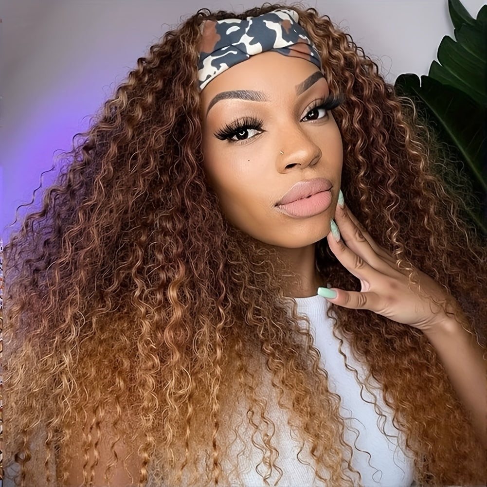 Ombre Blonde Curly Headband Wig – Afro Coily, Honey Blonde